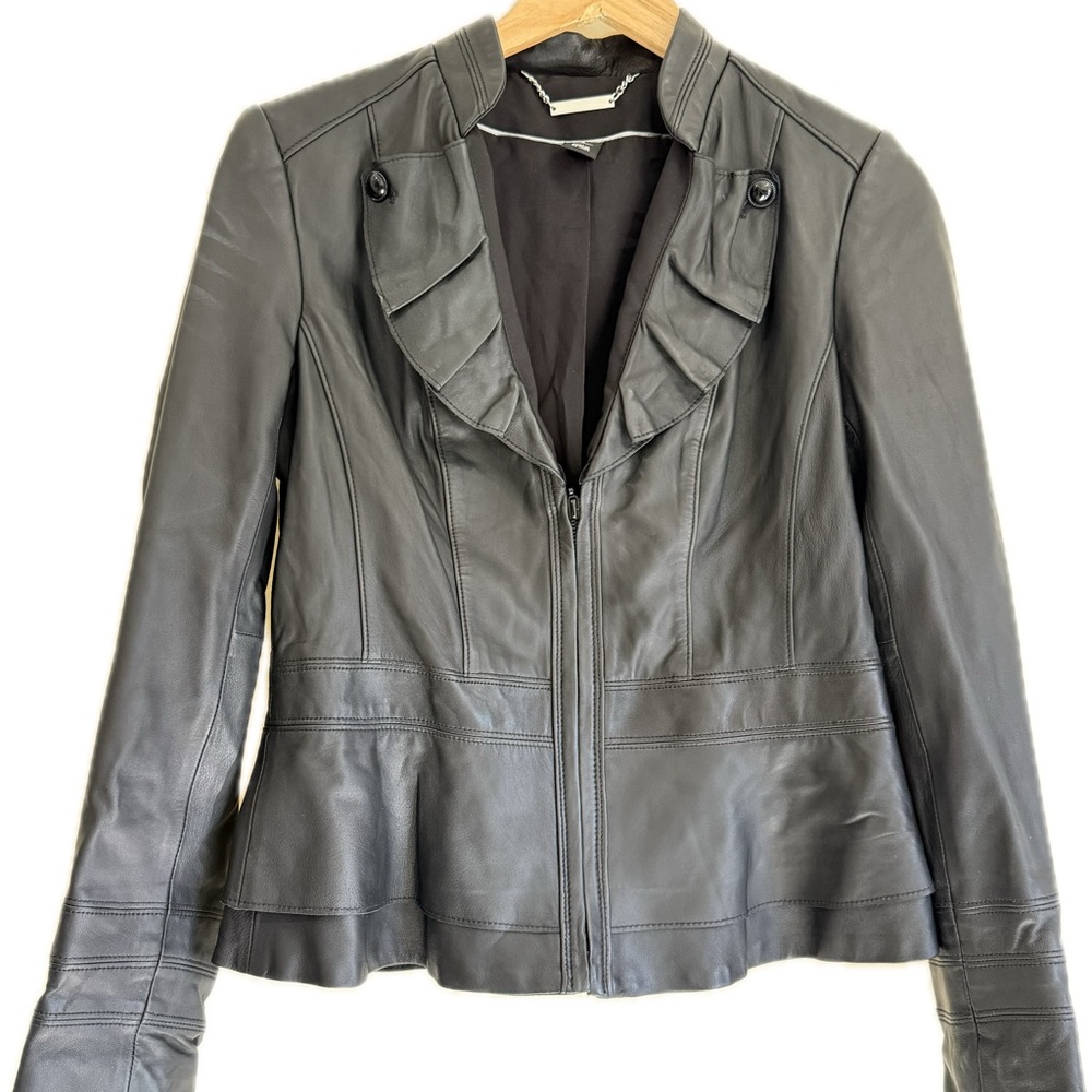 WHITE/BLACK Elegant Black Women's Jacket faux leather